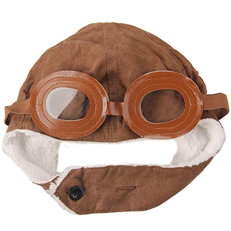 Happy Will Baby Pilot Hat Warm Aviator Cap with Earflaps Unisex Kids Fleece Winter Protect Beanie Hat for Kids Boys(Brown) - Image 2